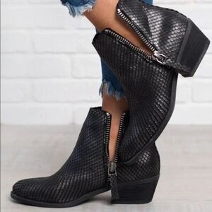 Zara basic collection black bootie, zippered back